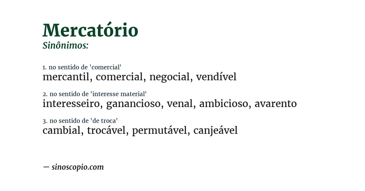 Sinônimo de mercatório