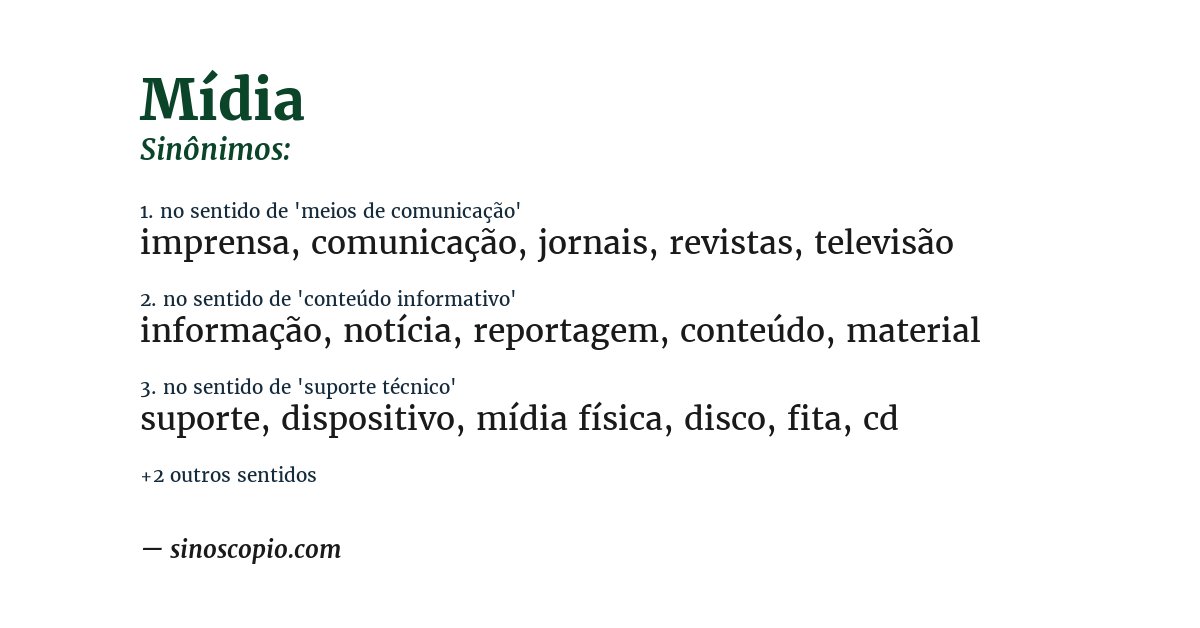 Sinônimo de mídia