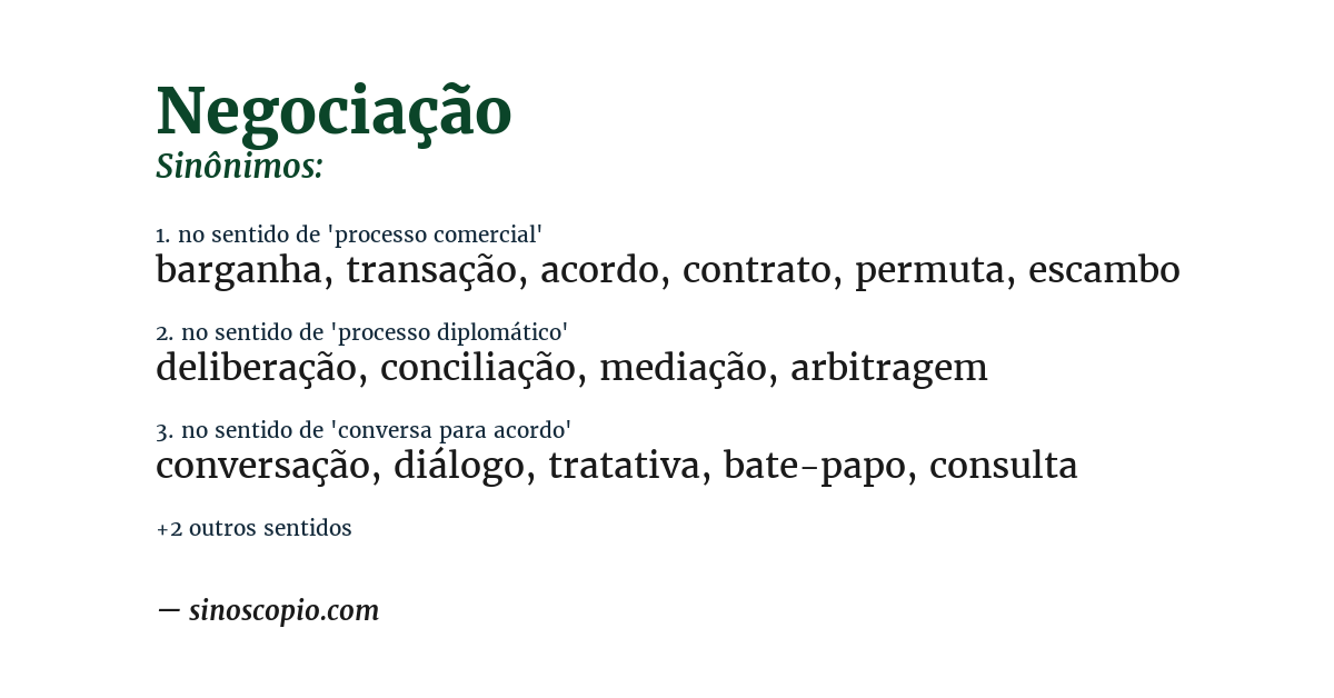Sinônimo de negociação