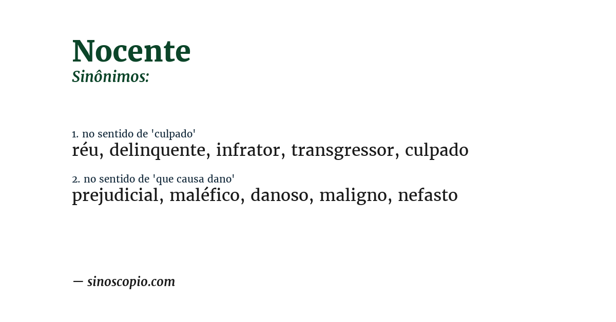 Sinônimo de nocente