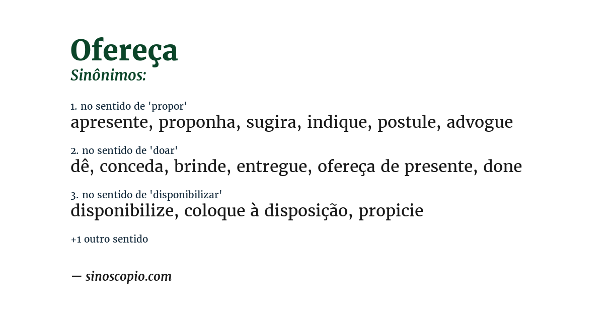 Sinônimo de ofereça