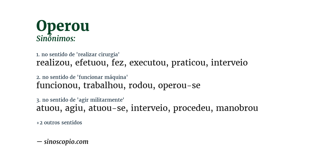 Sinônimo de operou