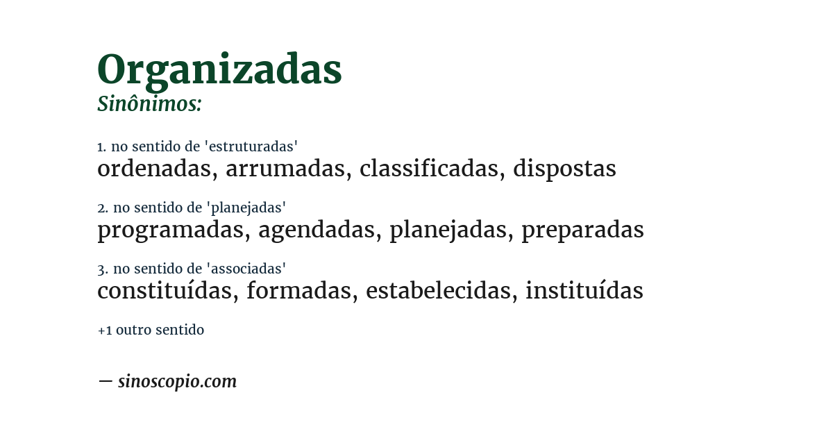 Sinônimo de organizadas