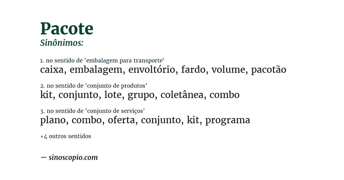 Sinônimo de pacote