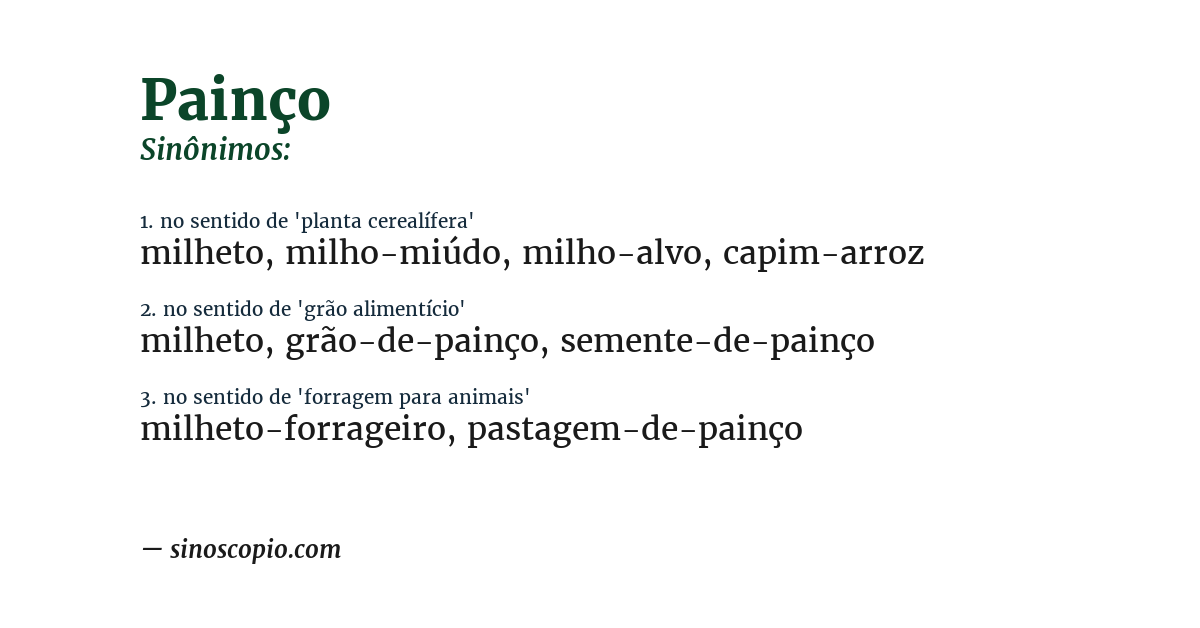 Sinônimo de painço