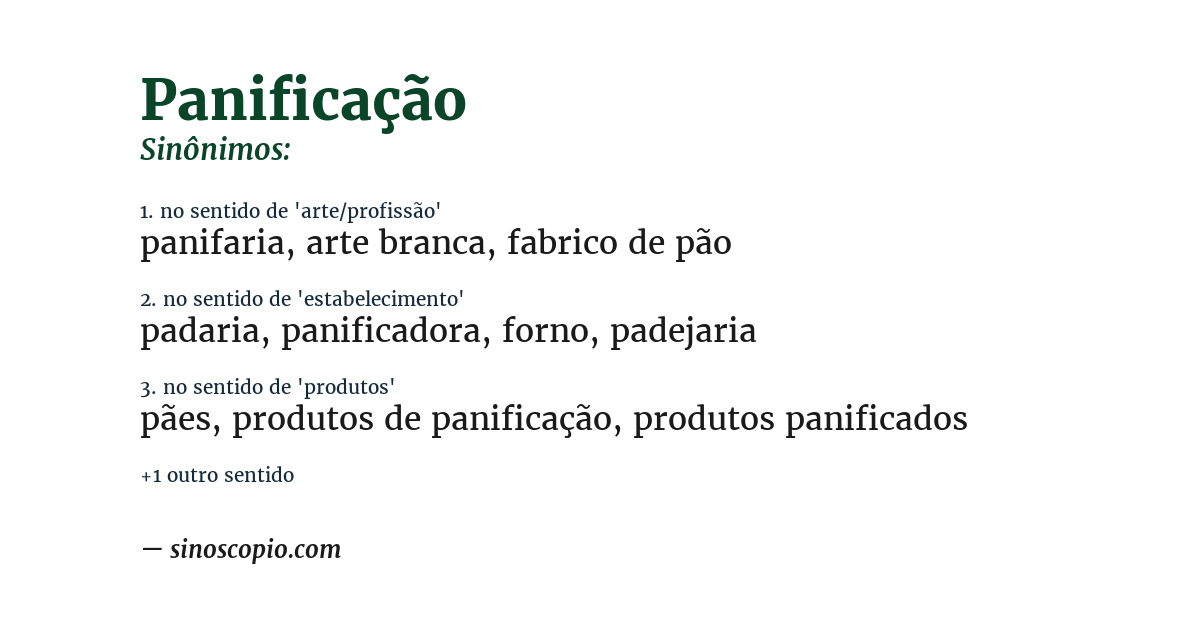 Sinônimo de panificação