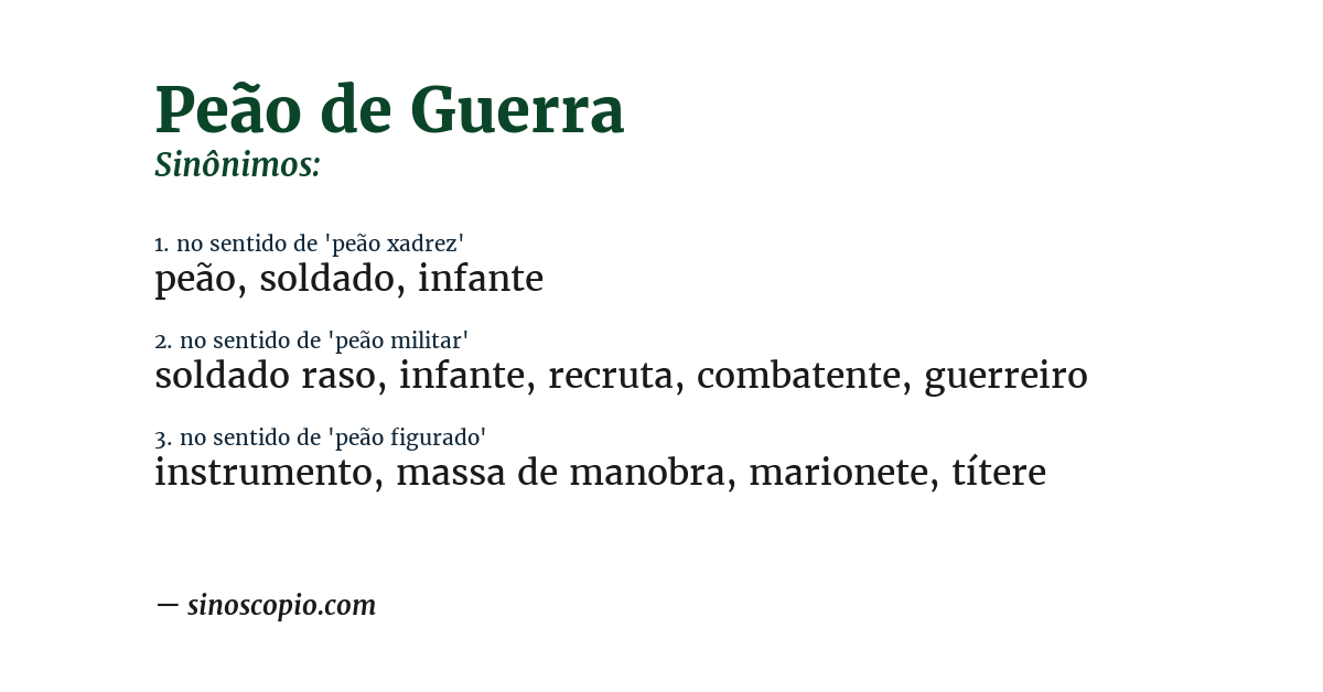 Sinônimo de peão de guerra