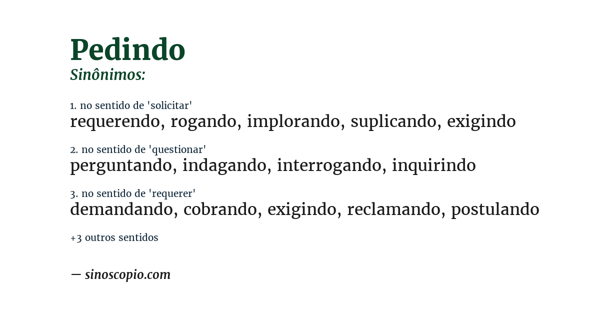 Sinônimo de pedindo