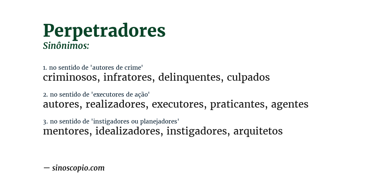 Sinônimo de perpetradores