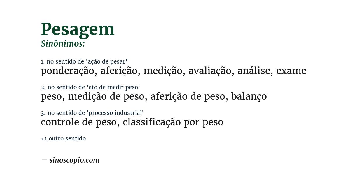 Sinônimo de pesagem