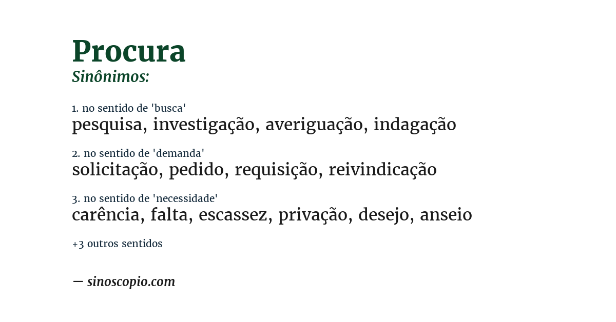Sinônimo de procura