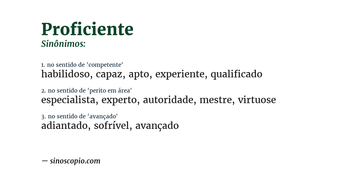 Sinônimo de proficiente