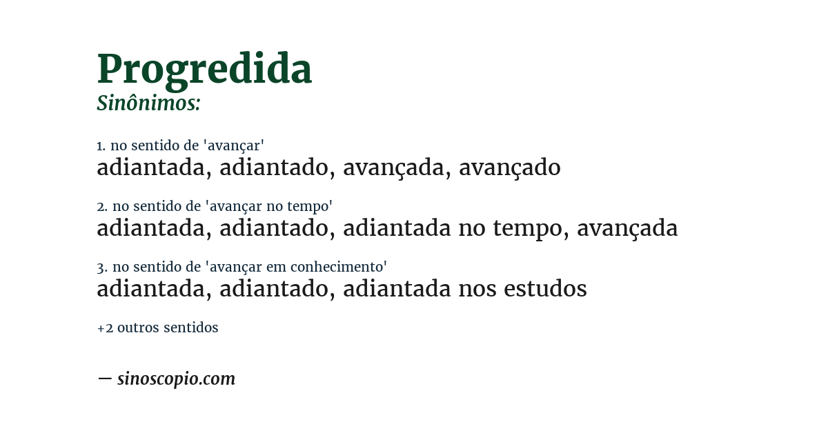 Sinônimo de progredida