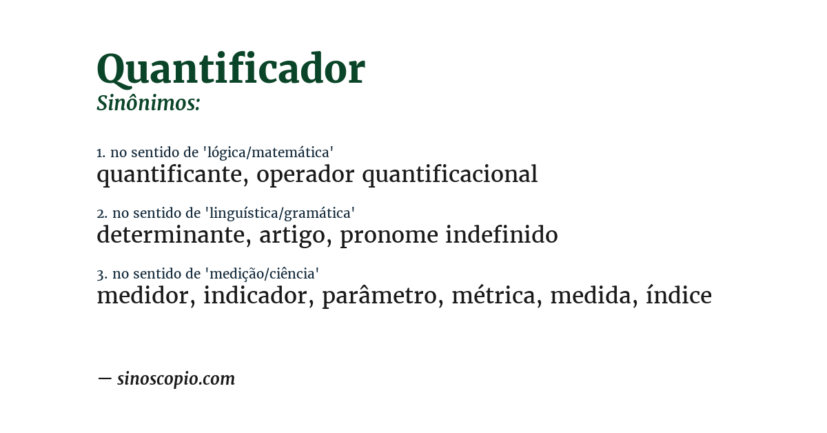 Sinônimo de quantificador