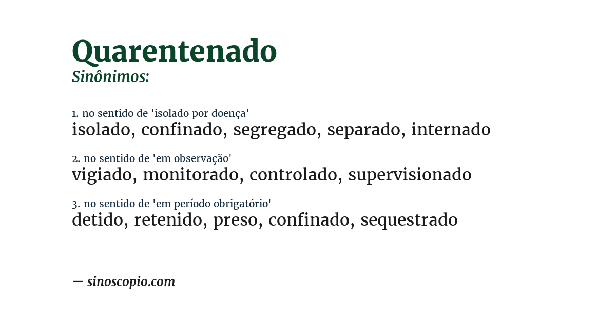 Sinônimo de quarentenado