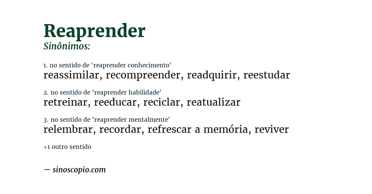 Sinônimo de reaprender