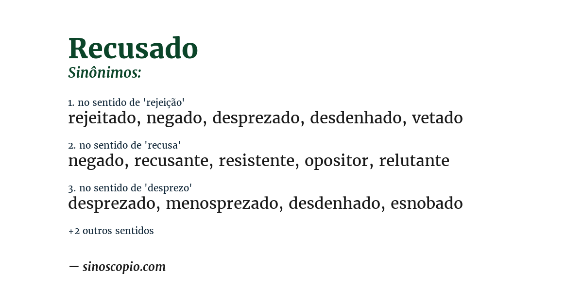 Sinônimo de recusado