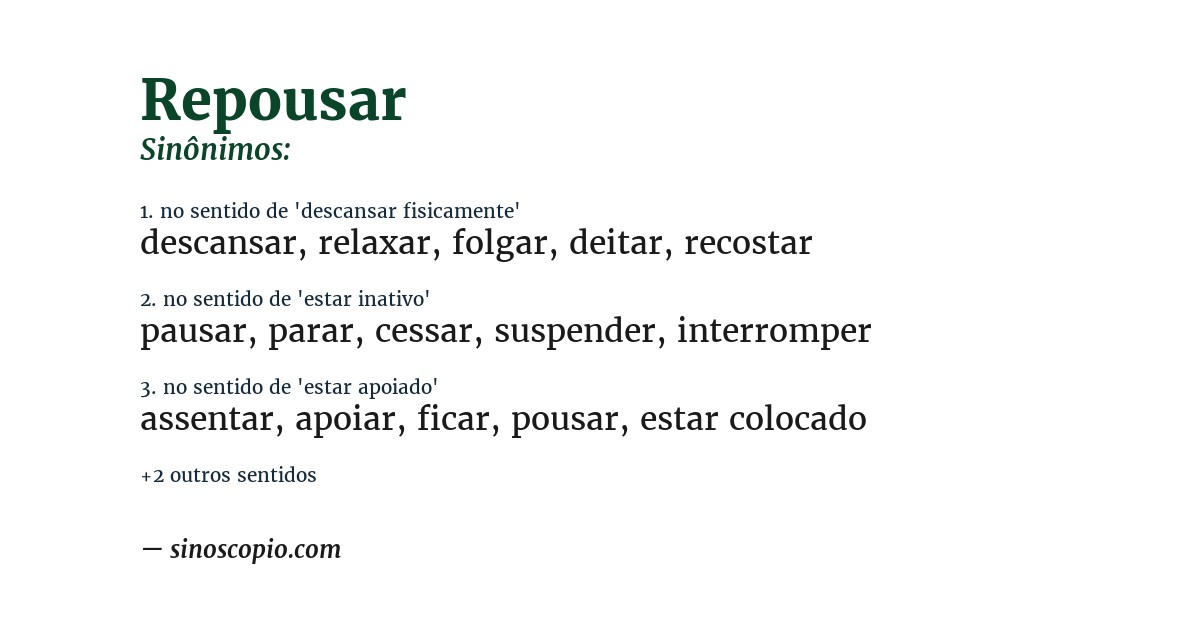 Sinônimo de repousar
