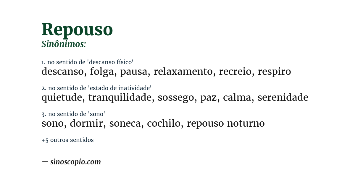 Sinônimo de repouso