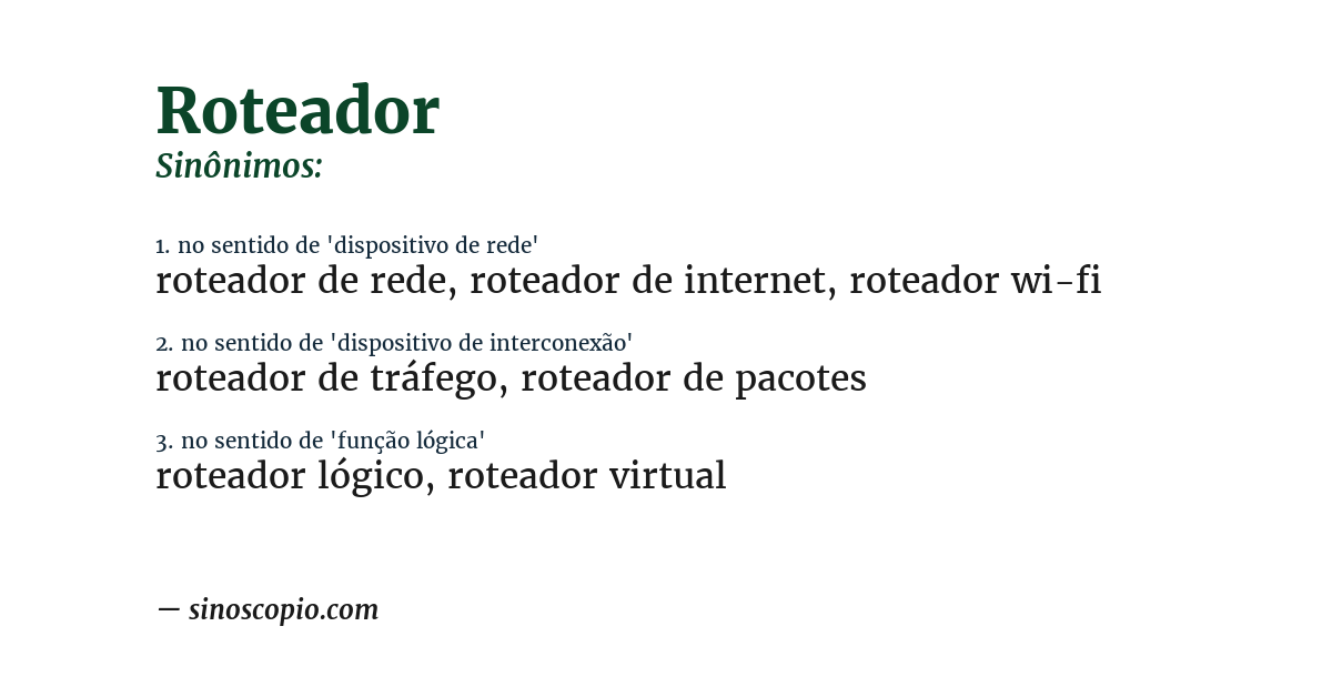 Sinônimo de roteador