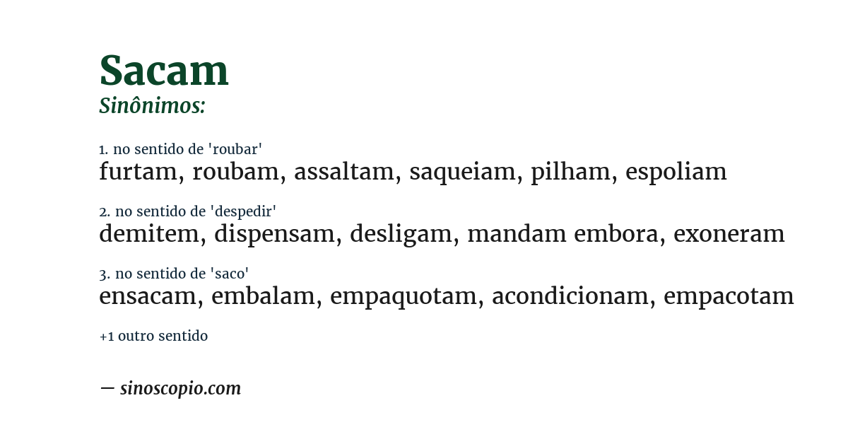 Sinônimo de sacam