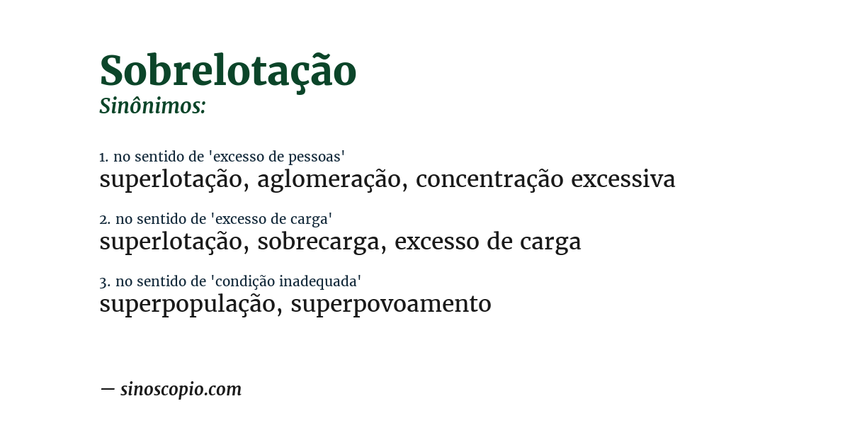 Sinônimo de sobrelotação