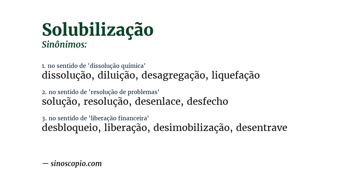 Sinônimo de solubilização
