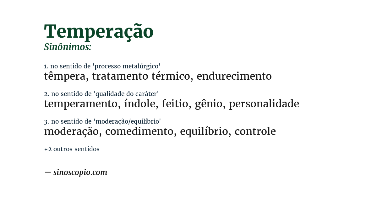 Sinônimo de temperação