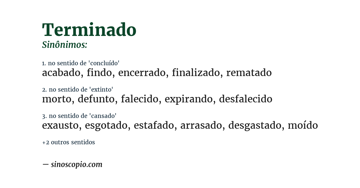 Sinônimo de terminado