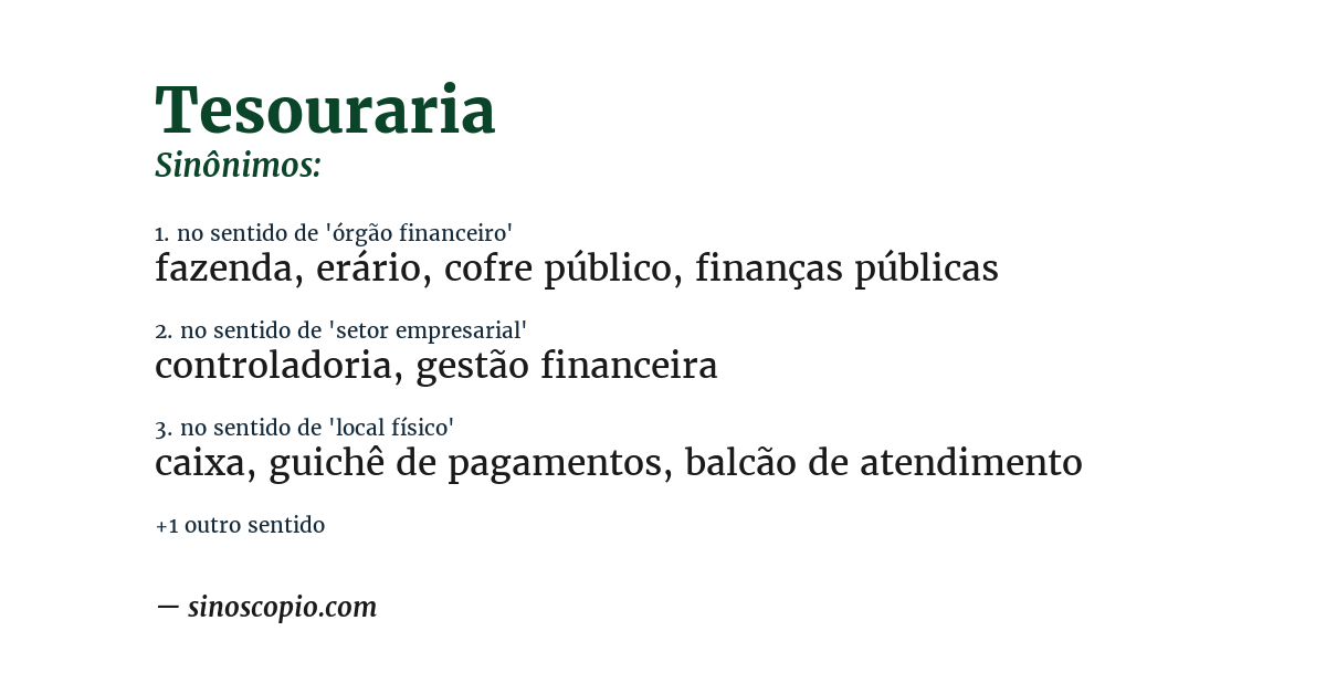 Sinônimo de tesouraria
