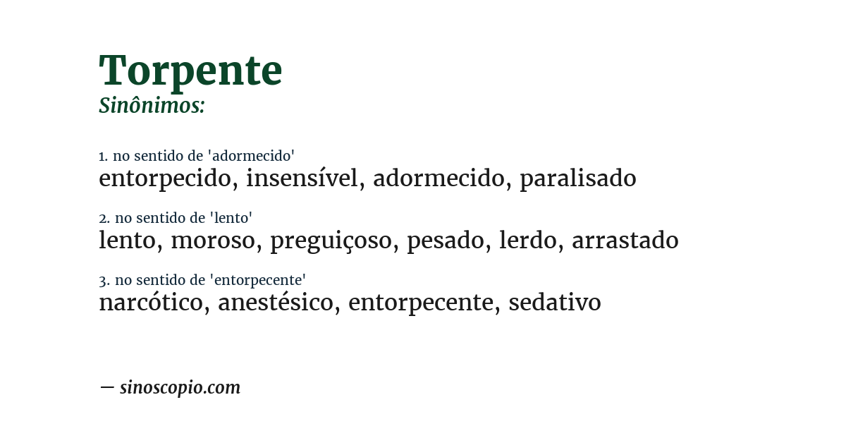 Sinônimo de torpente