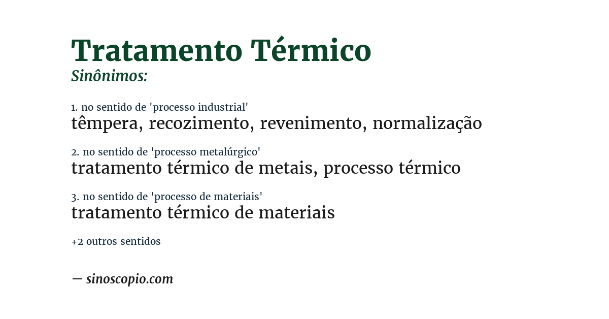 Sinônimo de tratamento térmico