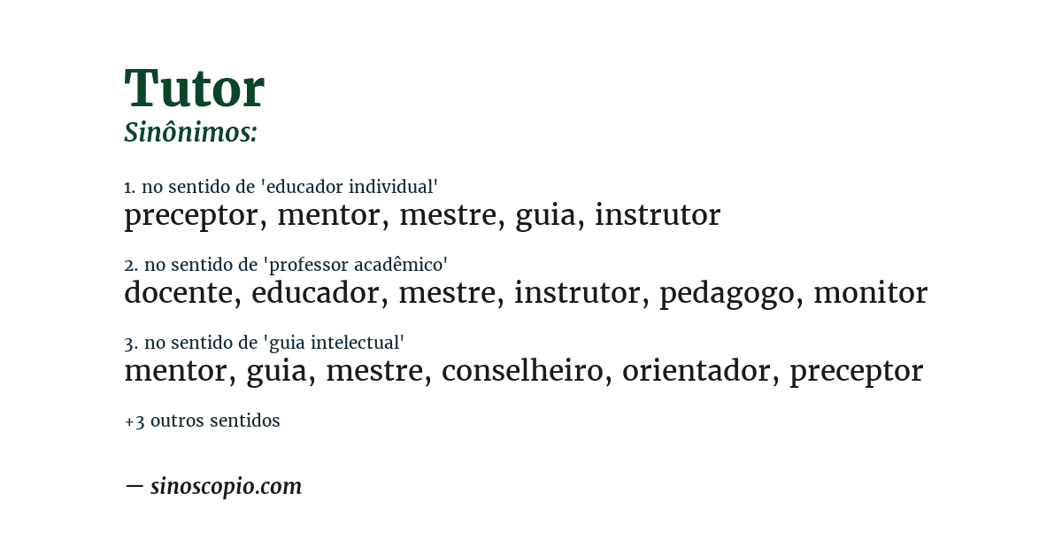 Sinônimo de tutor