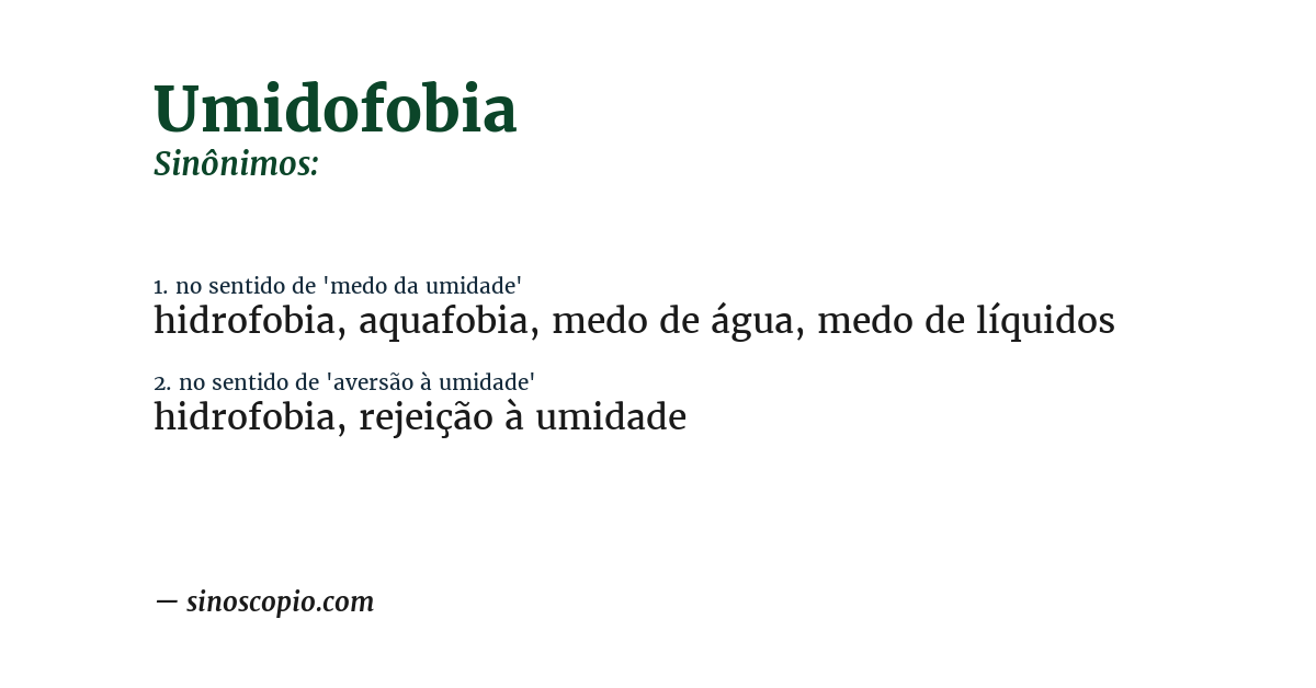Sinônimo de umidofobia