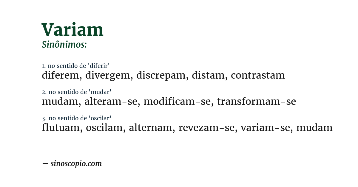 Sinônimo de variam