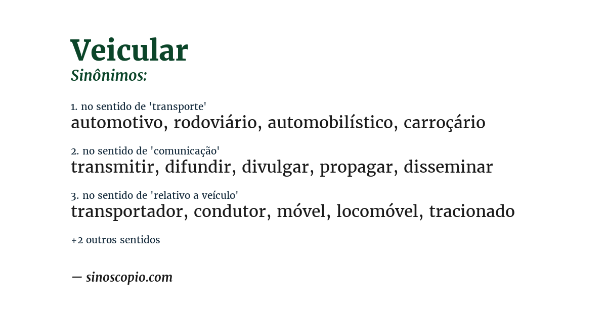 Sinônimo de veicular