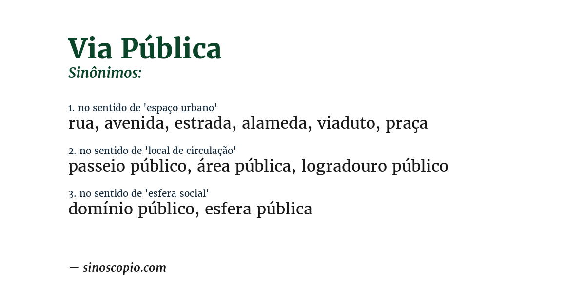 Sinônimo de via pública
