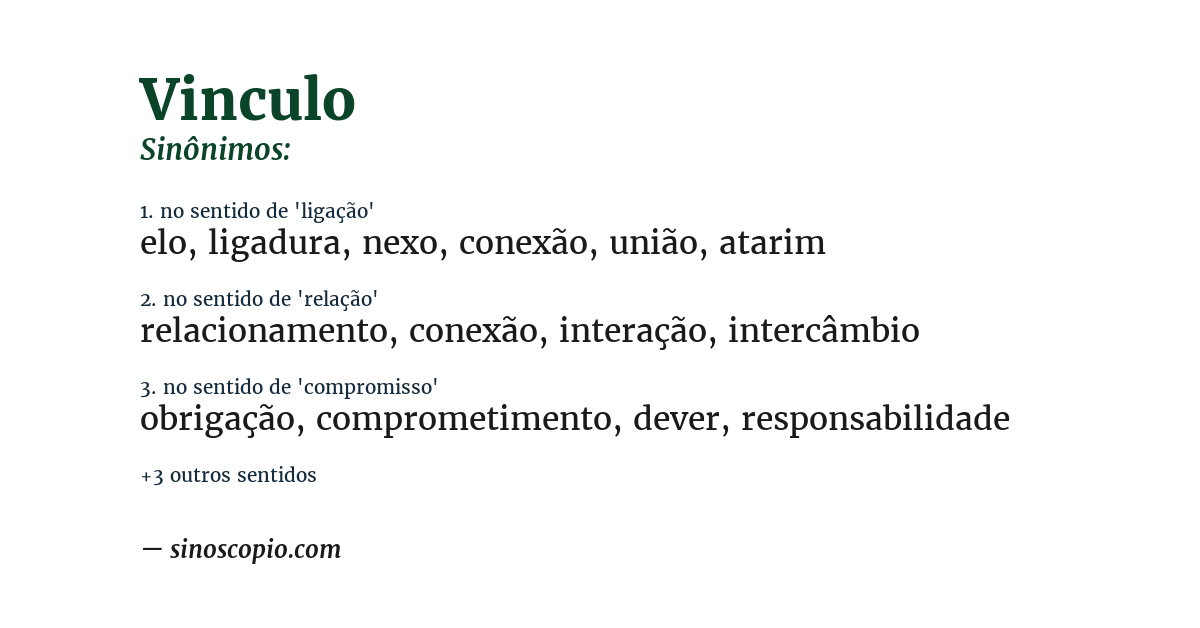 Sinônimo de vinculo