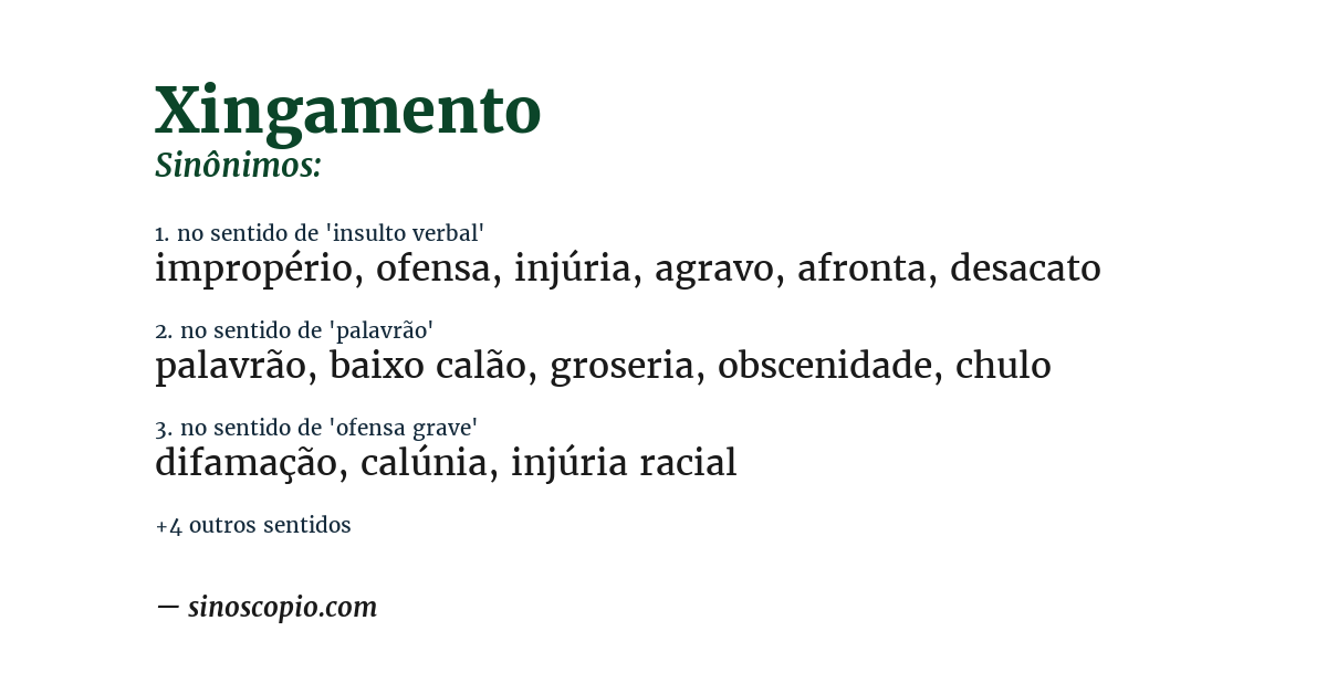 Sinônimo de xingamento