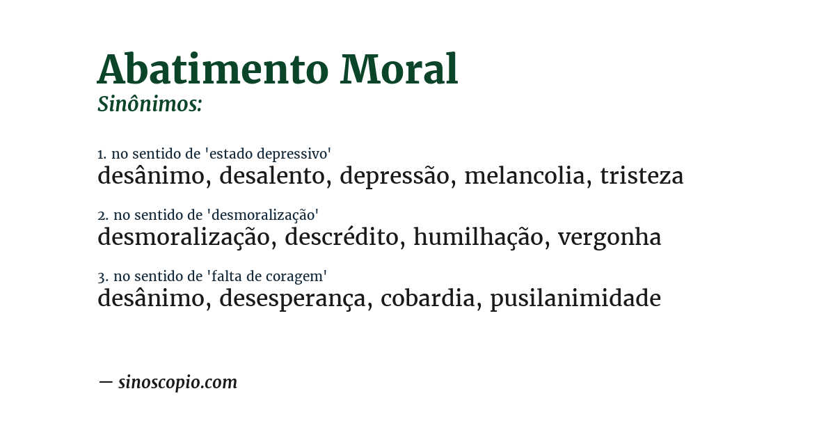 Sinônimo de abatimento moral