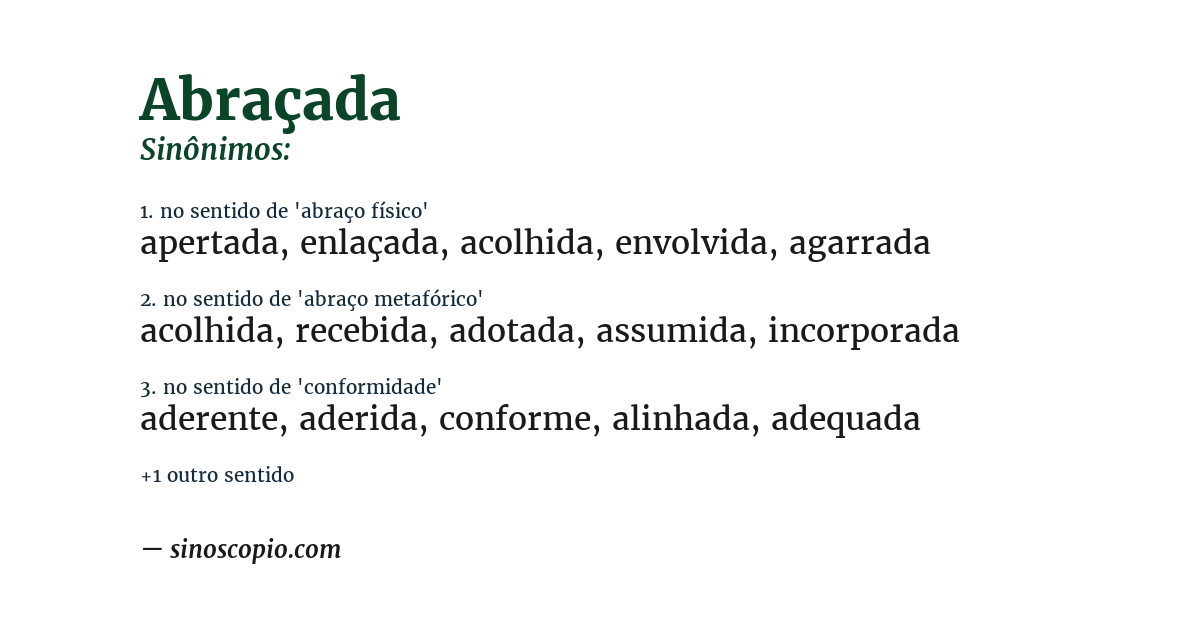 Sinônimo de abraçada