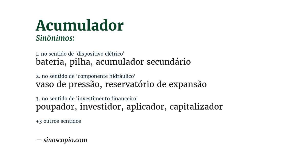 Sinônimo de acumulador