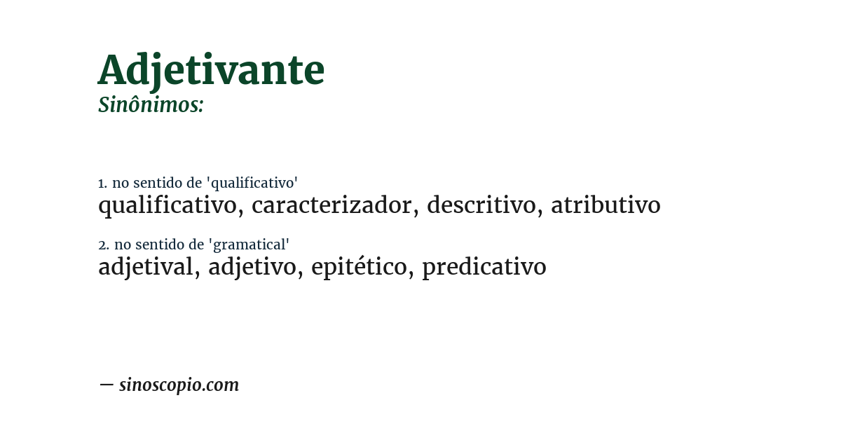 Sinônimo de adjetivante