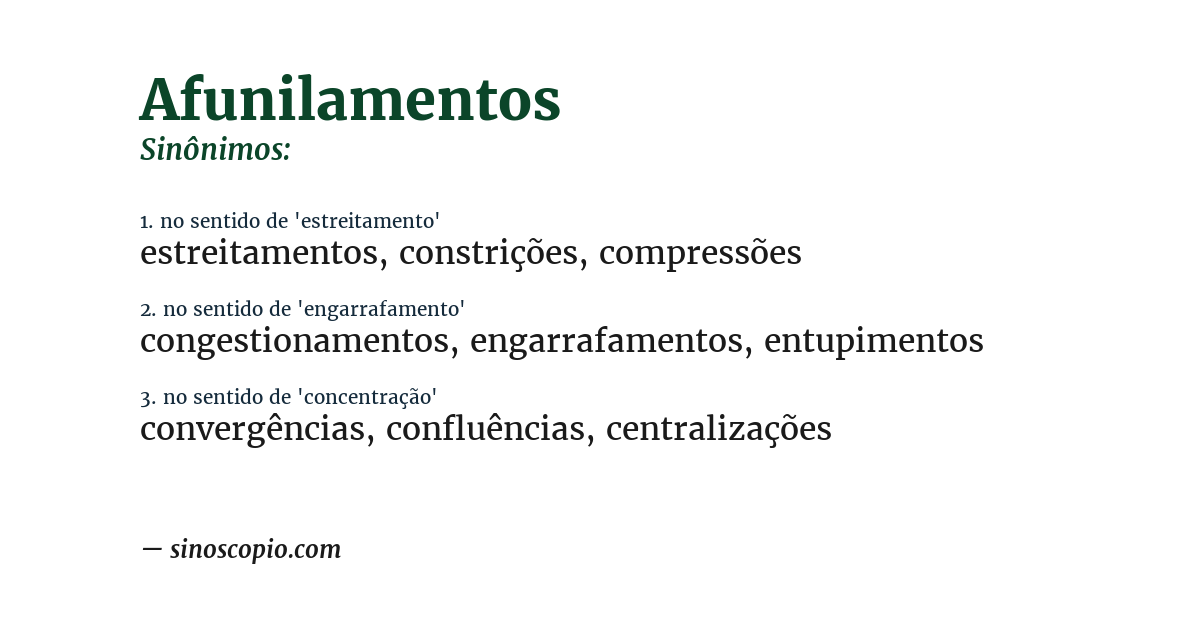 Sinônimo de afunilamentos