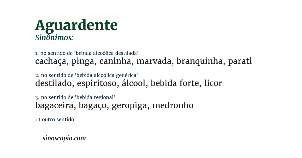Sinônimo de aguardente