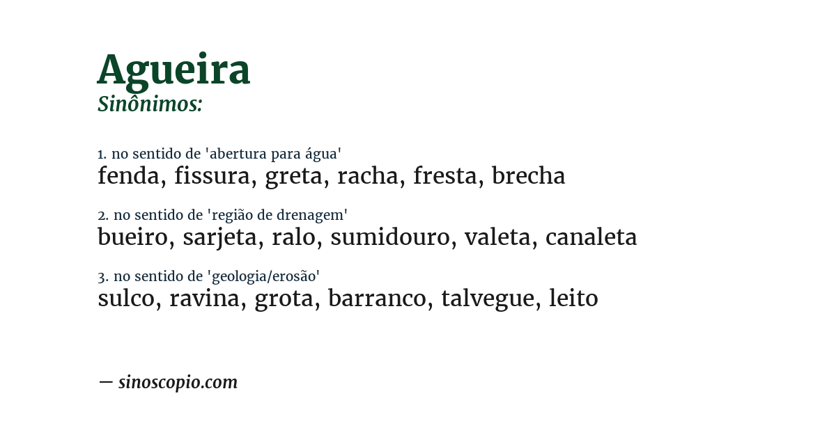 Sinônimo de agueira