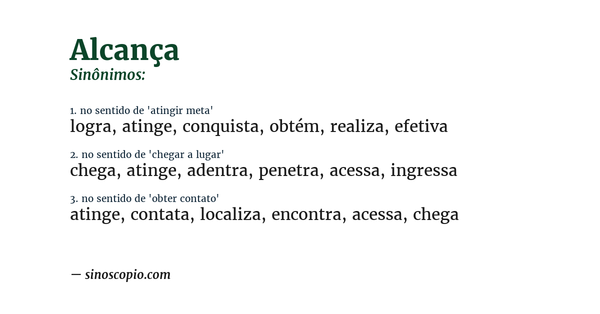 Sinônimo de alcança