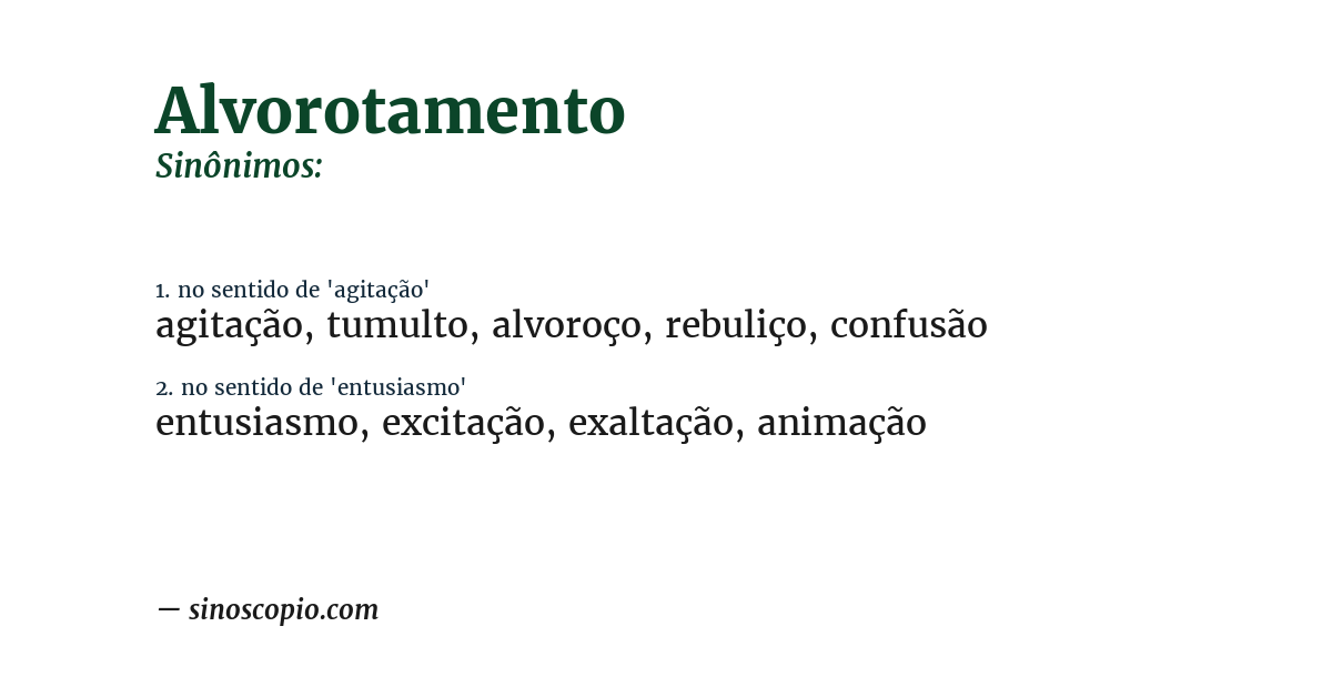 Sinônimo de alvorotamento
