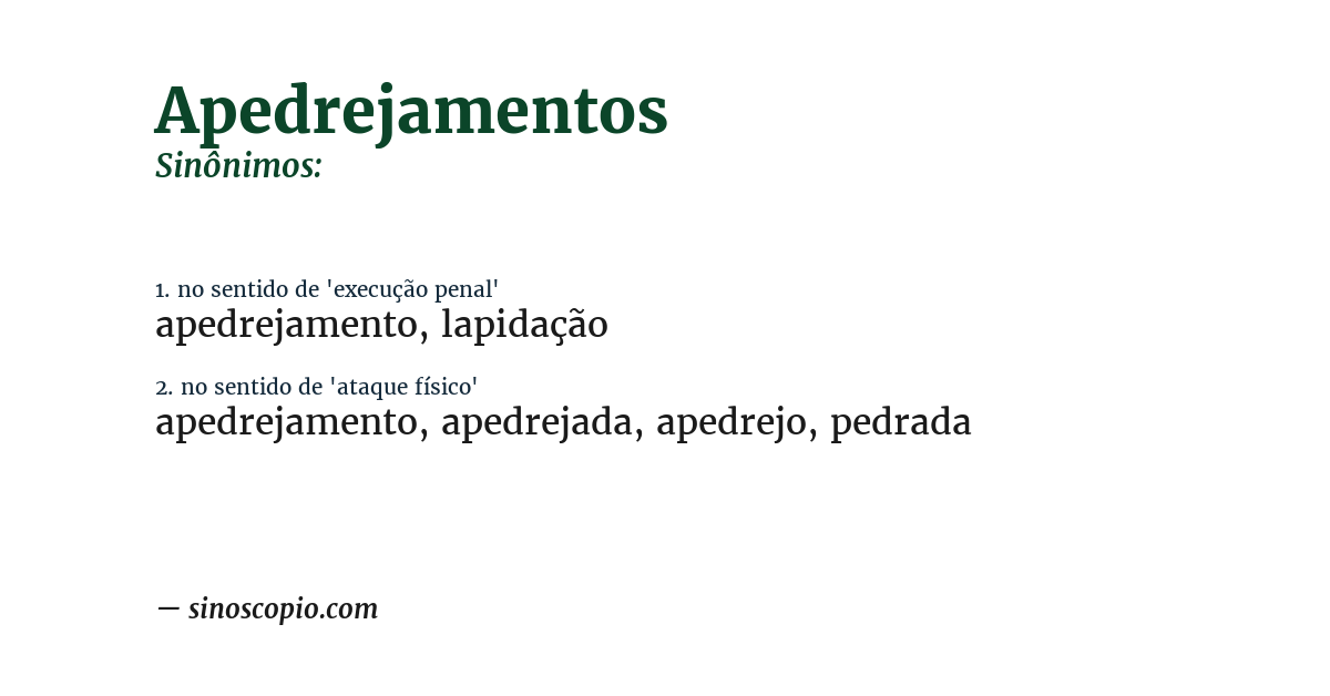 Sinônimo de apedrejamentos