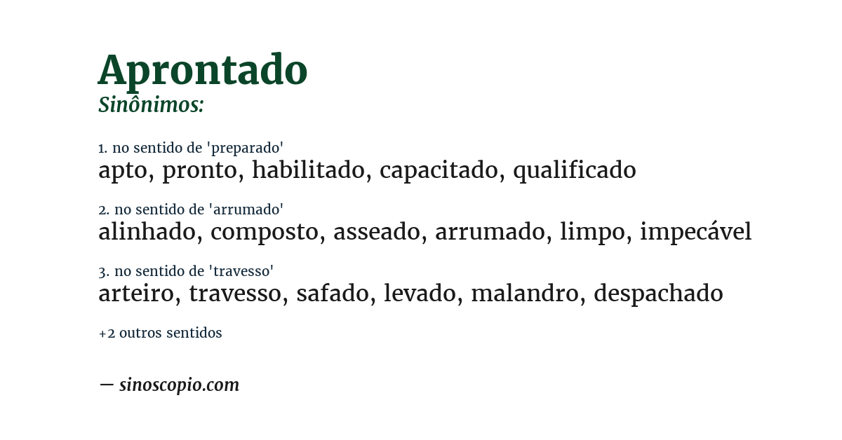 Sinônimo de aprontado